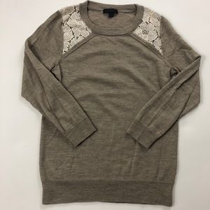 J Crew taupe and lace sweater - size S